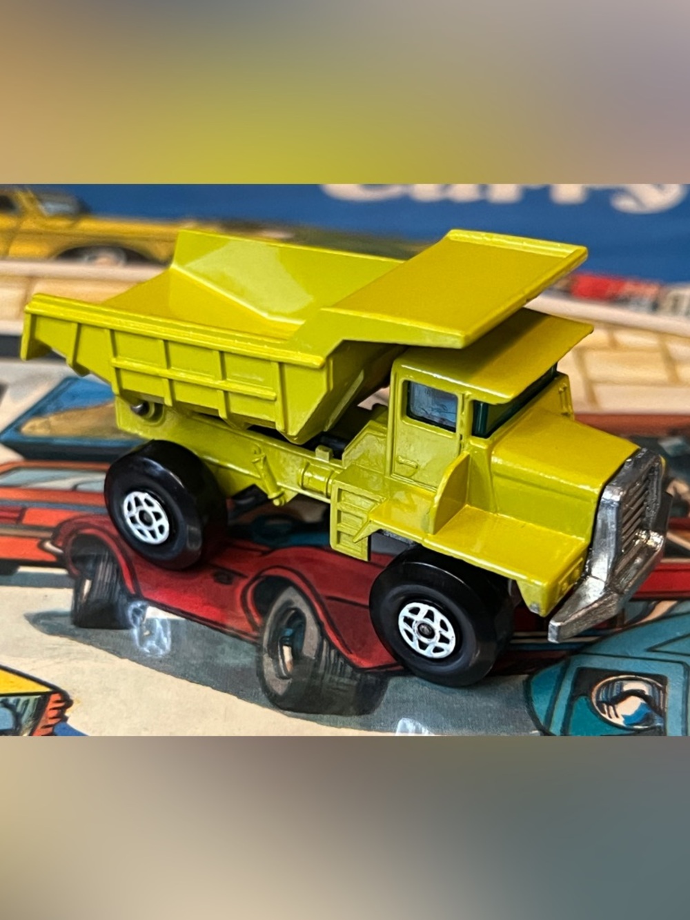 Vintage Matchbox Superfast No. 28 Mack Dump Truck Yellow Green Lesney England